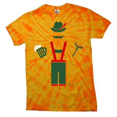 Oktoberfest Mustache Lederhosen Beer & Sausage Icon Tie-Dye T-Shirt