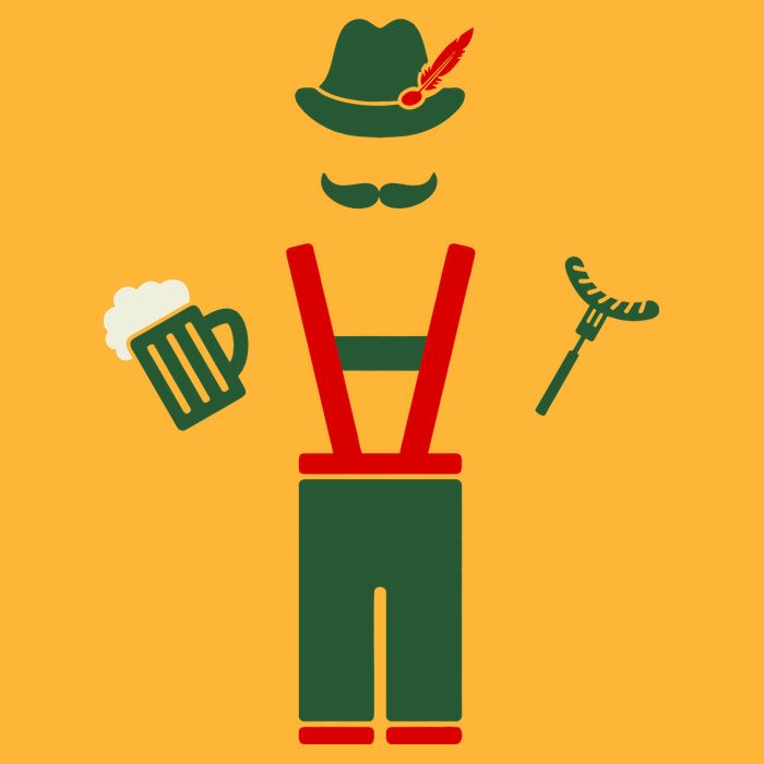 Oktoberfest Mustache Lederhosen Beer & Sausage Icon Tie-Dye T-Shirt