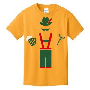 Oktoberfest Mustache Lederhosen Beer & Sausage Icon Kids T-Shirt