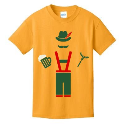 Oktoberfest Mustache Lederhosen Beer & Sausage Icon Kids T-Shirt