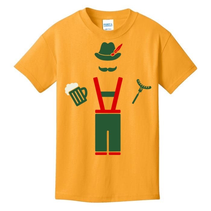 Oktoberfest Mustache Lederhosen Beer & Sausage Icon Kids T-Shirt