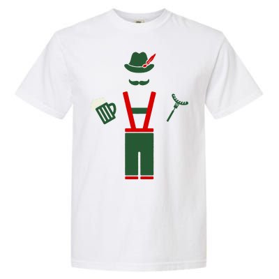 Oktoberfest Mustache Lederhosen Beer & Sausage Icon Garment-Dyed Heavyweight T-Shirt