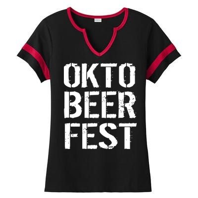 Oktoberfest Okto Beer Fest Logo Ladies Halftime Notch Neck Tee