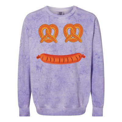 Oktoberfest Pretzel Sausage Smiley Face Colorblast Crewneck Sweatshirt