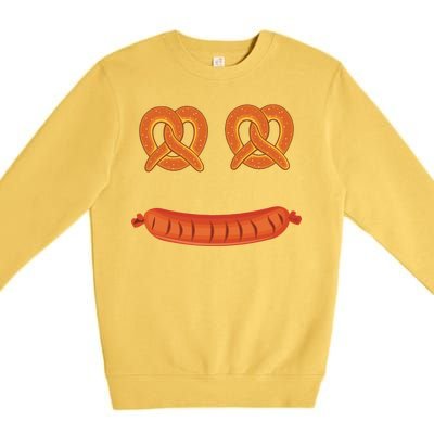 Oktoberfest Pretzel Sausage Smiley Face Premium Crewneck Sweatshirt