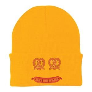 Oktoberfest Pretzel Sausage Smiley Face Knit Cap Winter Beanie