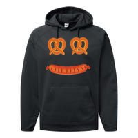 Oktoberfest Pretzel Sausage Smiley Face Performance Fleece Hoodie