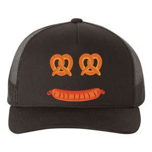 Oktoberfest Pretzel Sausage Smiley Face Yupoong Adult 5-Panel Trucker Hat