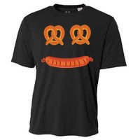 Oktoberfest Pretzel Sausage Smiley Face Cooling Performance Crew T-Shirt