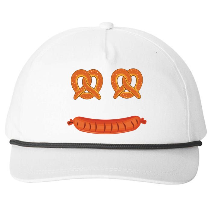 Oktoberfest Pretzel Sausage Smiley Face Snapback Five-Panel Rope Hat