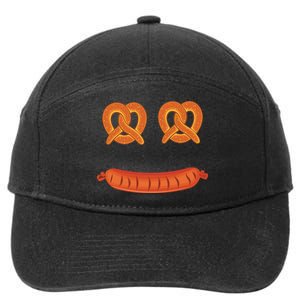 Oktoberfest Pretzel Sausage Smiley Face 7-Panel Snapback Hat