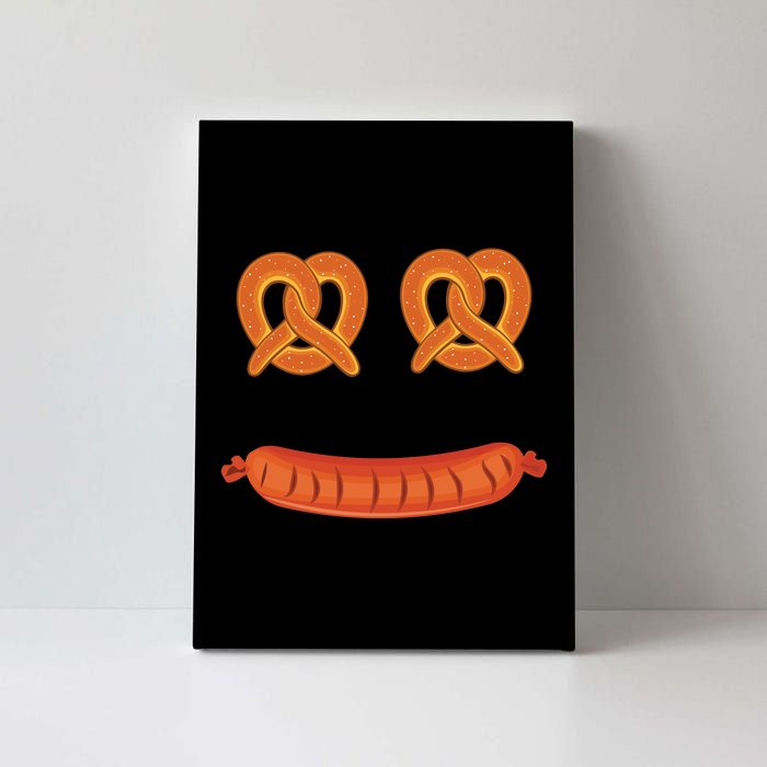 Oktoberfest Pretzel Sausage Smiley Face Canvas