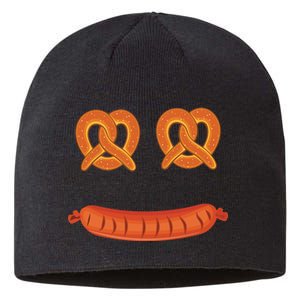 Oktoberfest Pretzel Sausage Smiley Face Sustainable Beanie