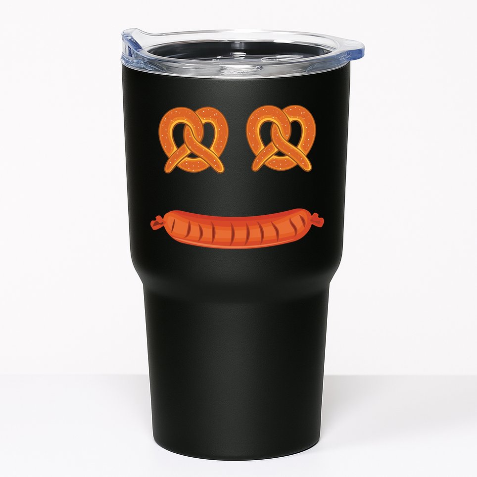 Oktoberfest Pretzel Sausage Smiley Face Tumbler
