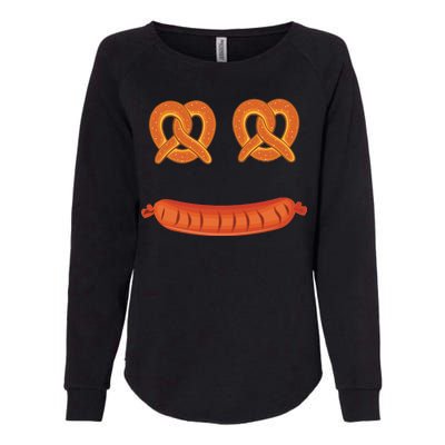 Oktoberfest Pretzel Sausage Smiley Face Womens California Wash Sweatshirt