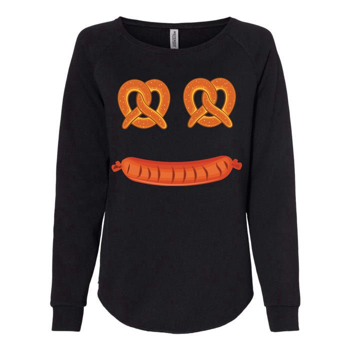 Oktoberfest Pretzel Sausage Smiley Face Womens California Wash Sweatshirt