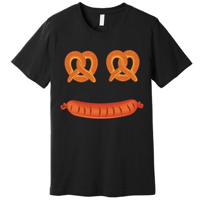 Oktoberfest Pretzel Sausage Smiley Face Premium T-Shirt