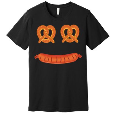 Oktoberfest Pretzel Sausage Smiley Face Premium T-Shirt