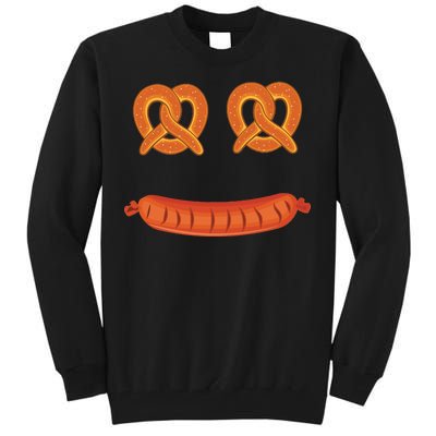 Oktoberfest Pretzel Sausage Smiley Face Tall Sweatshirt