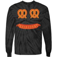 Oktoberfest Pretzel Sausage Smiley Face Tie-Dye Long Sleeve Shirt