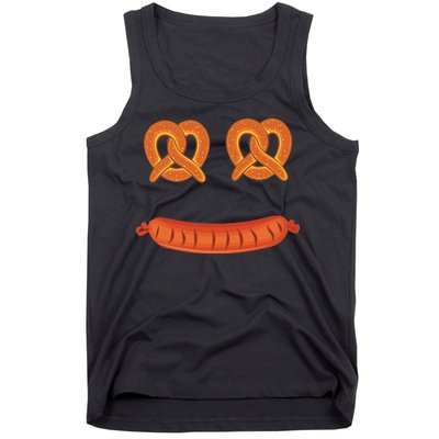 Oktoberfest Pretzel Sausage Smiley Face Tank Top