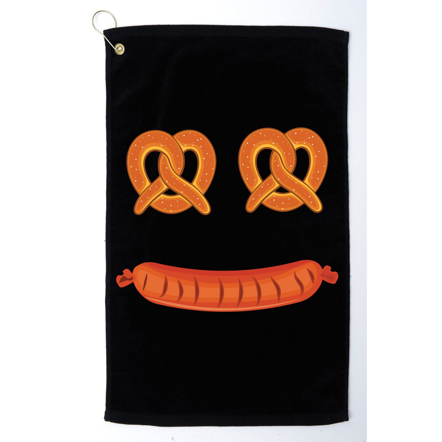 Oktoberfest Pretzel Sausage Smiley Face Golf Towel