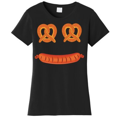 Oktoberfest Pretzel Sausage Smiley Face Women's T-Shirt