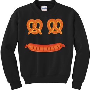 Oktoberfest Pretzel Sausage Smiley Face Kids Sweatshirt