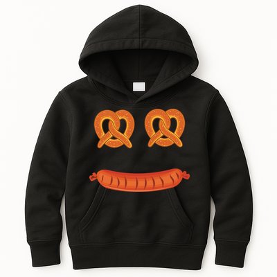 Oktoberfest Pretzel Sausage Smiley Face Kids Hoodie