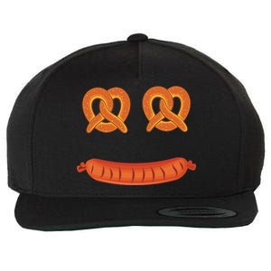 Oktoberfest Pretzel Sausage Smiley Face Wool Snapback Cap