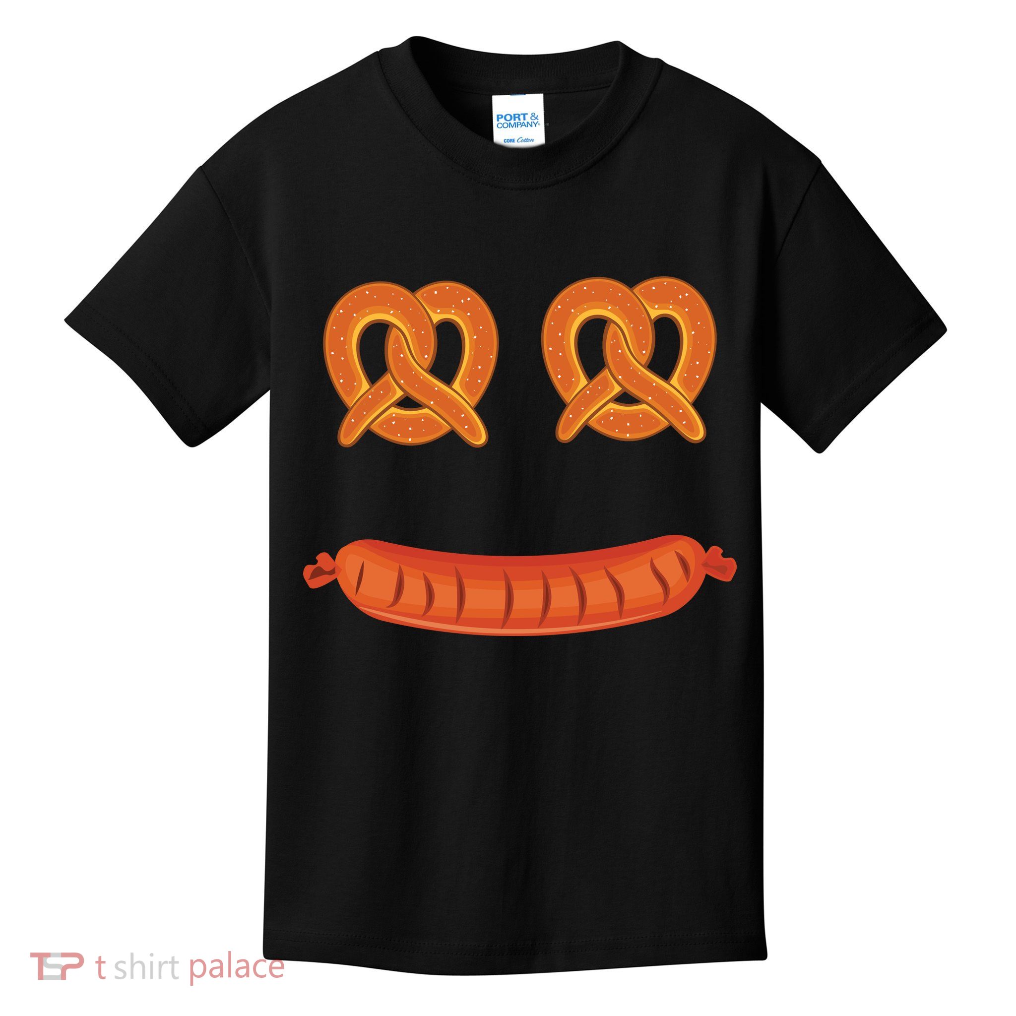 Oktoberfest Pretzel Sausage Smiley Face Kids T-Shirt