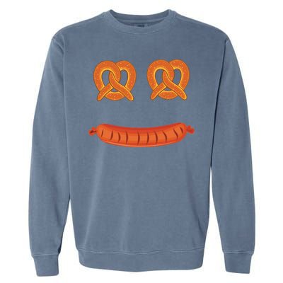 Oktoberfest Pretzel Sausage Smiley Face Garment-Dyed Sweatshirt