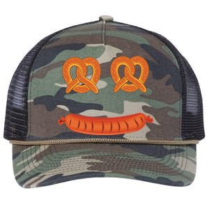 Oktoberfest Pretzel Sausage Smiley Face Retro Rope Trucker Hat Cap