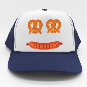 Oktoberfest Pretzel Sausage Smiley Face Trucker Hat