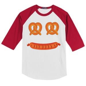 Oktoberfest Pretzel Sausage Smiley Face Kids Colorblock Raglan Jersey