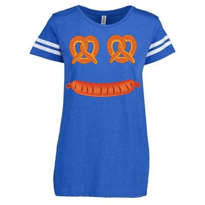 Oktoberfest Pretzel Sausage Smiley Face Enza Ladies Jersey Football T-Shirt