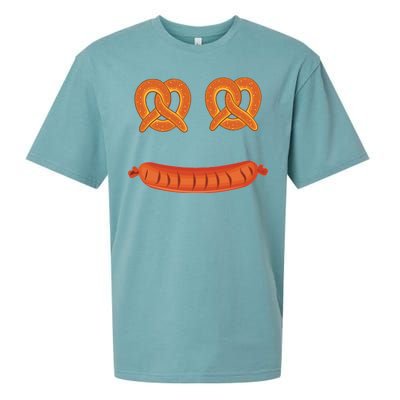 Oktoberfest Pretzel Sausage Smiley Face Sueded Cloud Jersey T-Shirt