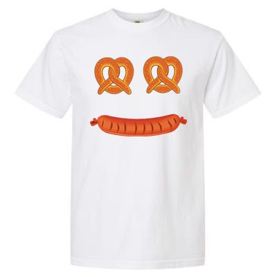 Oktoberfest Pretzel Sausage Smiley Face Garment-Dyed Heavyweight T-Shirt