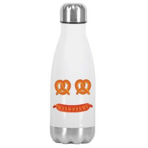 Oktoberfest Pretzel Sausage Smiley Face Stainless Steel Insulated Water Bottle