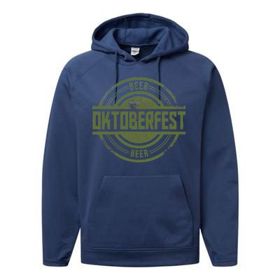 Oktoberfest Vintage Beer Logo Performance Fleece Hoodie