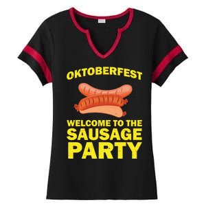 Oktoberfest Welcome To The Sausage Party Ladies Halftime Notch Neck Tee