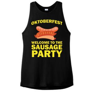 Oktoberfest Welcome To The Sausage Party Ladies PosiCharge Tri-Blend Wicking Tank