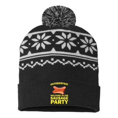 Oktoberfest Welcome To The Sausage Party USA-Made Snowflake Beanie