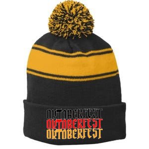 Oktoberfest Word Flag Logo Stripe Pom Pom Beanie