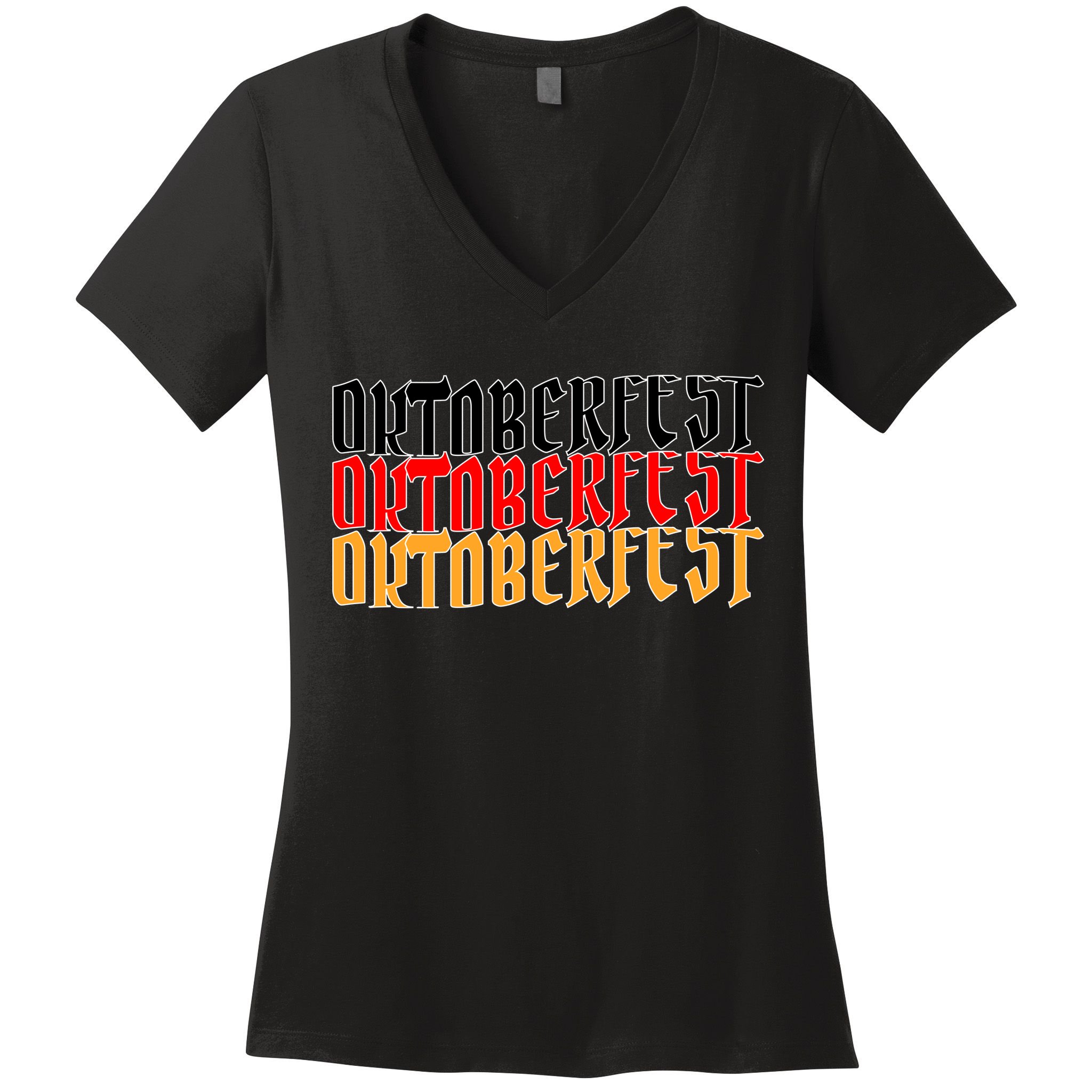 Oktoberfest Word Flag Logo Women's V-Neck T-Shirt