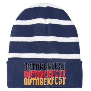 Oktoberfest Word Flag Logo Striped Beanie with Solid Band