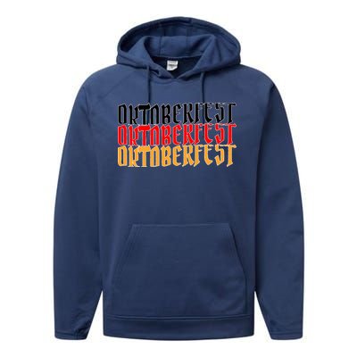 Oktoberfest Word Flag Logo Performance Fleece Hoodie