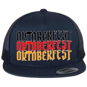 Oktoberfest Word Flag Logo Flat Bill Trucker Hat