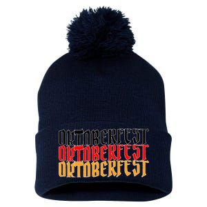 Oktoberfest Word Flag Logo Pom Pom 12in Knit Beanie