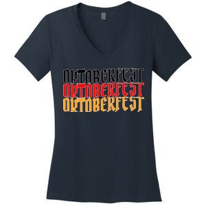 Oktoberfest Word Flag Logo Women's V-Neck T-Shirt